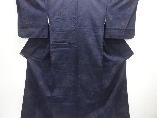 JAPANESE KIMONO / TSUMUGI / WOVEN FLOWER 